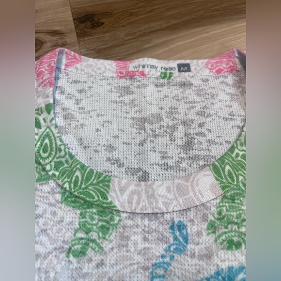 Sundance Whimsy Rose Waffle Long Sleeve Shirt Elephants Boho Mandala Medium M - Picture 4 of 8